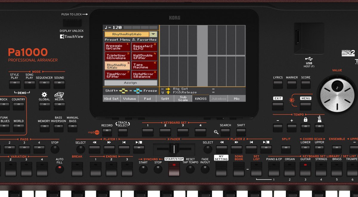 Đàn Organ Korg Pa1000 - bảng điều khiển