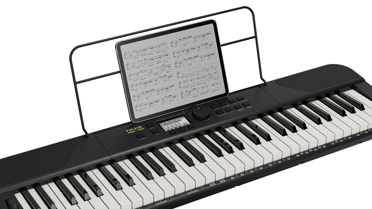 Đàn Organ Nux NEK100 Black - góc nghiêng (Đen)