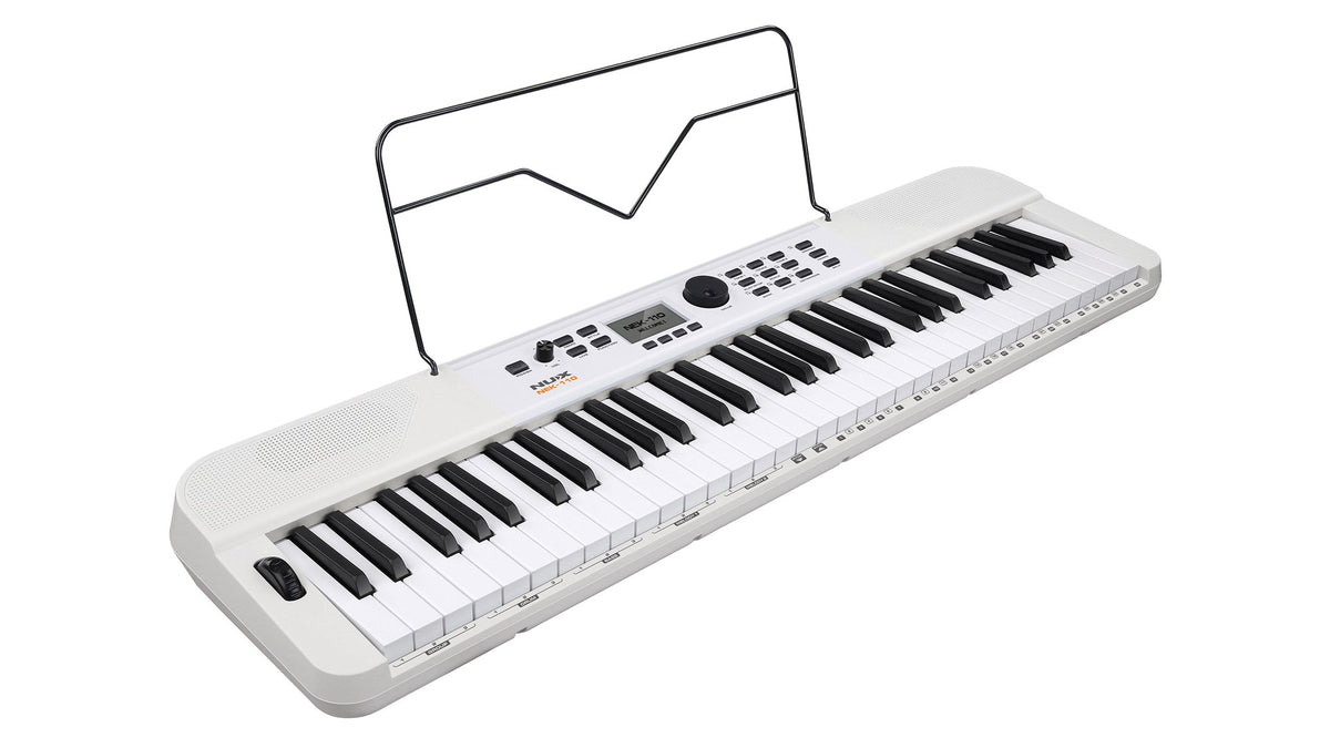 Đàn Organ Nux NEK110 White - góc nghiêng (Trắng)