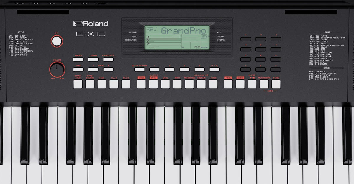 Đàn Organ Roland EX10 - bảng điều khiển
