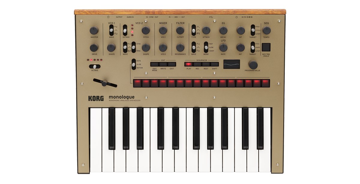 Đàn Synthesizer Korg monologue - góc nghiêng (Vàng (Gold))