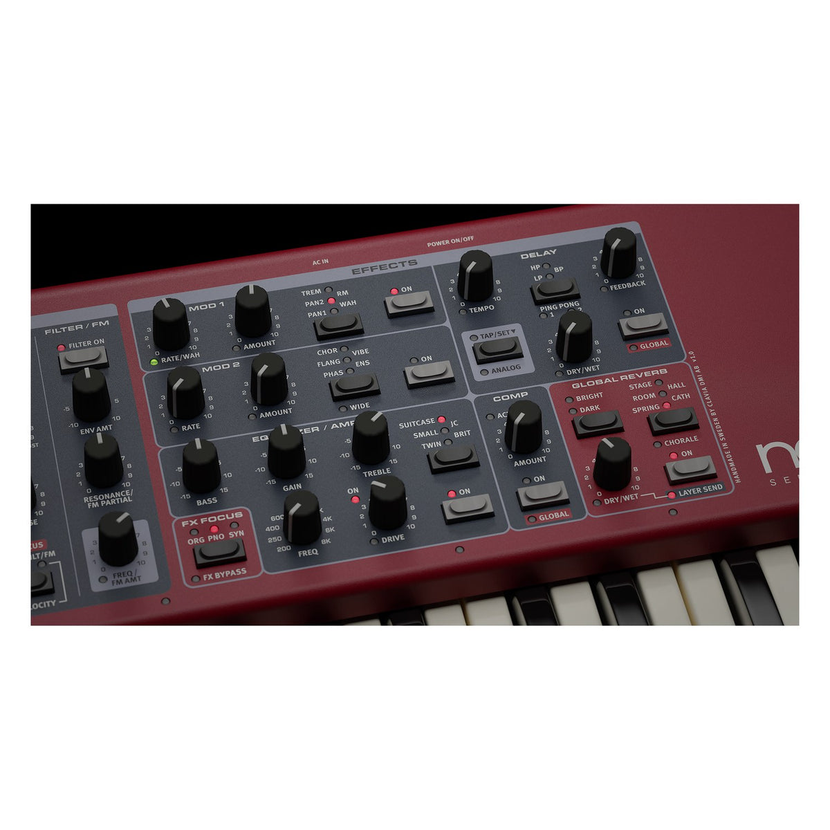 Khu vực hiệu ứng Effects của Nord Electro 7: Mod, Delay, Amp/EQ, Comp, Reverb