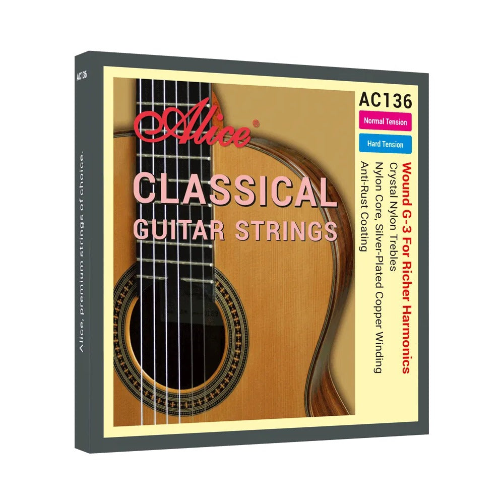 Dây Alice AC136-H Hard Tension – bao bì mặt trước bộ dây đàn guitar classic