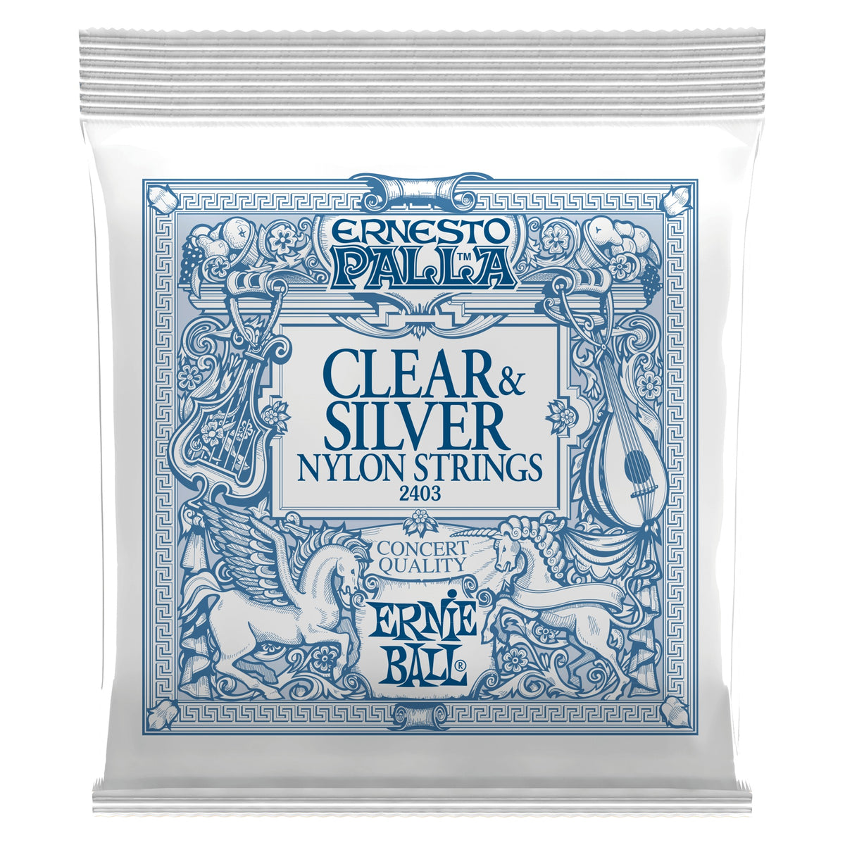 Dây Ernie Ball 2403 Ernesto Palla Nylon Clear & Silver – bao bì mặt trước (mã P02403)