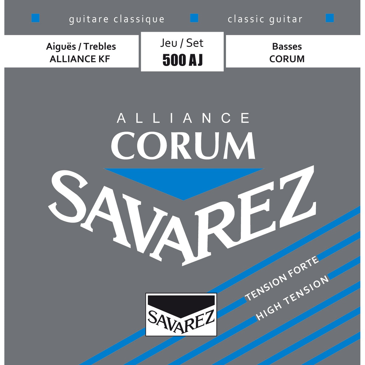 Dây Savarez 500AJ Alliance Corum High Tension – bao bì mặt trước bộ dây đàn guitar classic