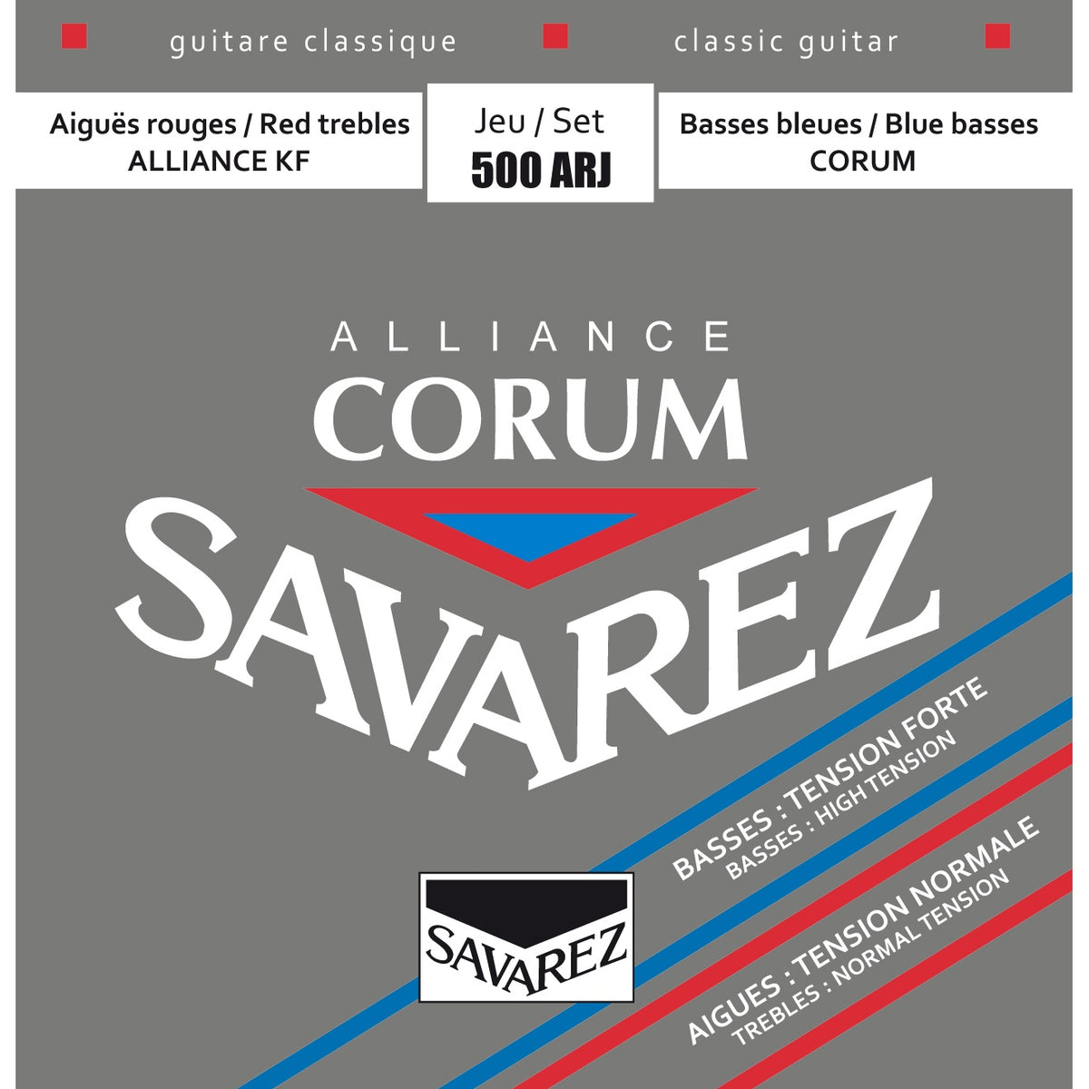 Dây Savarez 500ARJ Alliance Corum Mixed Tension – bao bì mặt trước bộ dây đàn guitar classic
