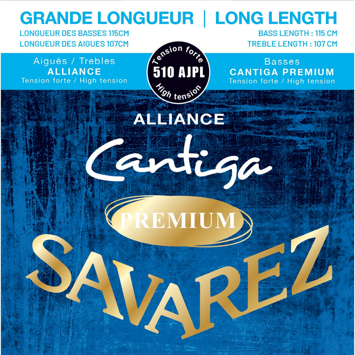 Dây Savarez 510AJPL Alliance Cantiga Premium Long Lengths High Tension – bao bì mặt trước bộ dây đàn guitar classic