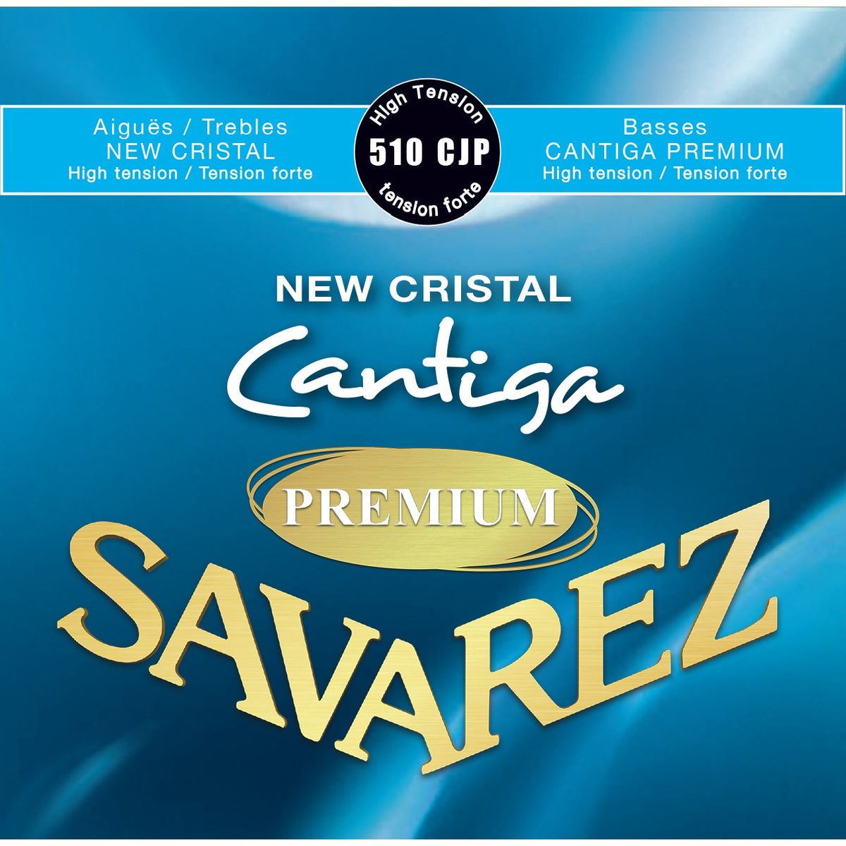 Dây Savarez 510CJP New Cristal Cantiga Premium High Tension – bao bì mặt trước bộ dây đàn guitar classic