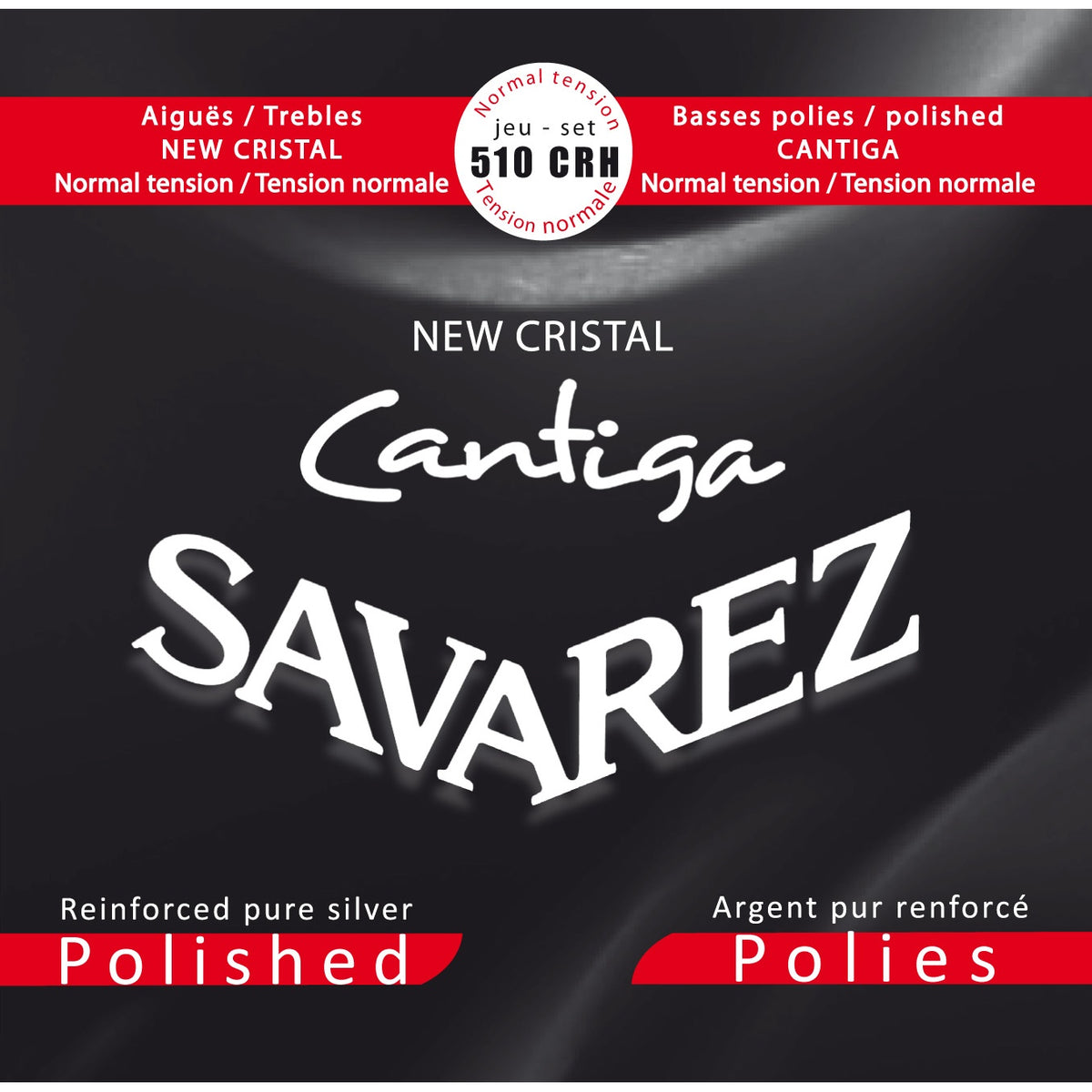 Dây Savarez 510CRH New Cristal Cantiga Polished Normal Tension – bao bì mặt trước bộ dây đàn guitar classic