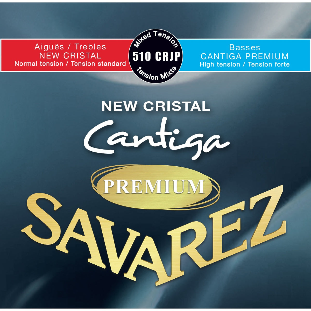 Dây Savarez 510CRJP New Cristal Cantiga Premium Mixed Tension – bao bì mặt trước bộ dây đàn guitar classic