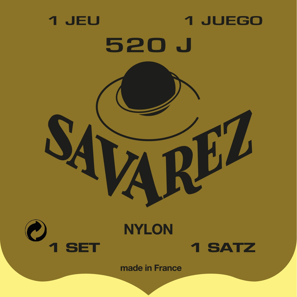 Dây Savarez 520J Traditional 520 High Tension – bao bì mặt trước bộ dây đàn guitar classic