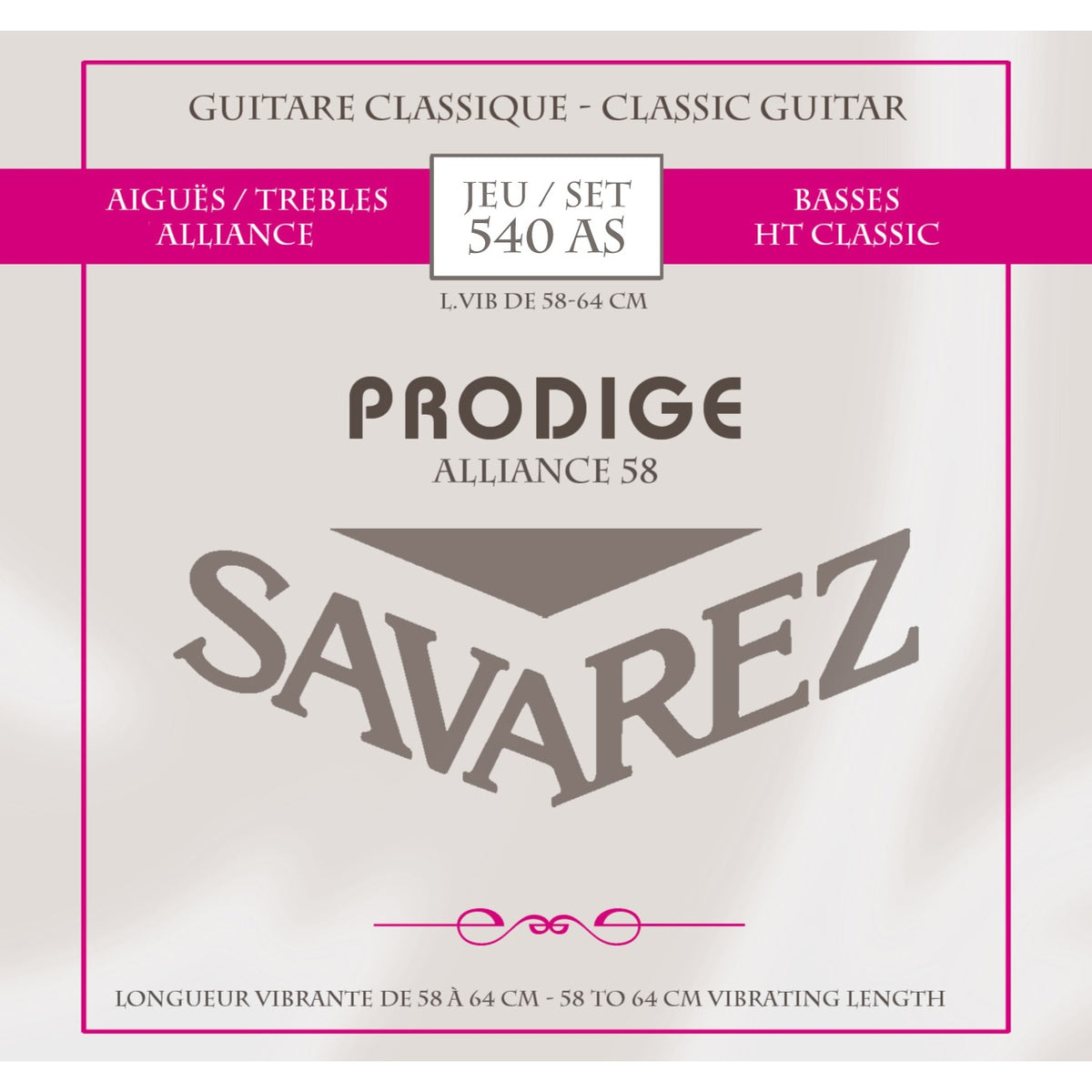 Dây Savarez 540AS Prodige Alliance (dây rung 58-64 cm) – bao bì mặt trước bộ dây đàn guitar classic