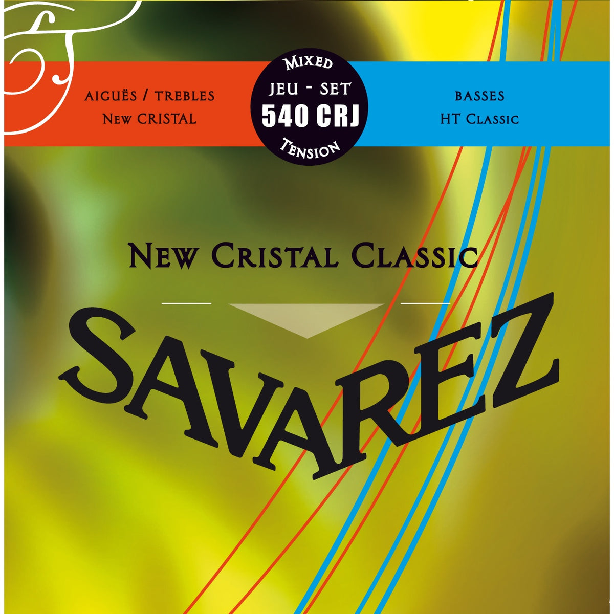 Dây Savarez 540CRJ New Cristal HT Classic Mixed Tension – bao bì mặt trước bộ dây đàn guitar classic