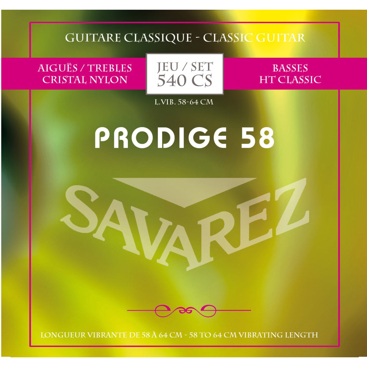 Dây Savarez 540CS Prodige Nylon (dây rung 58-64 cm) – bao bì mặt trước bộ dây đàn guitar classic