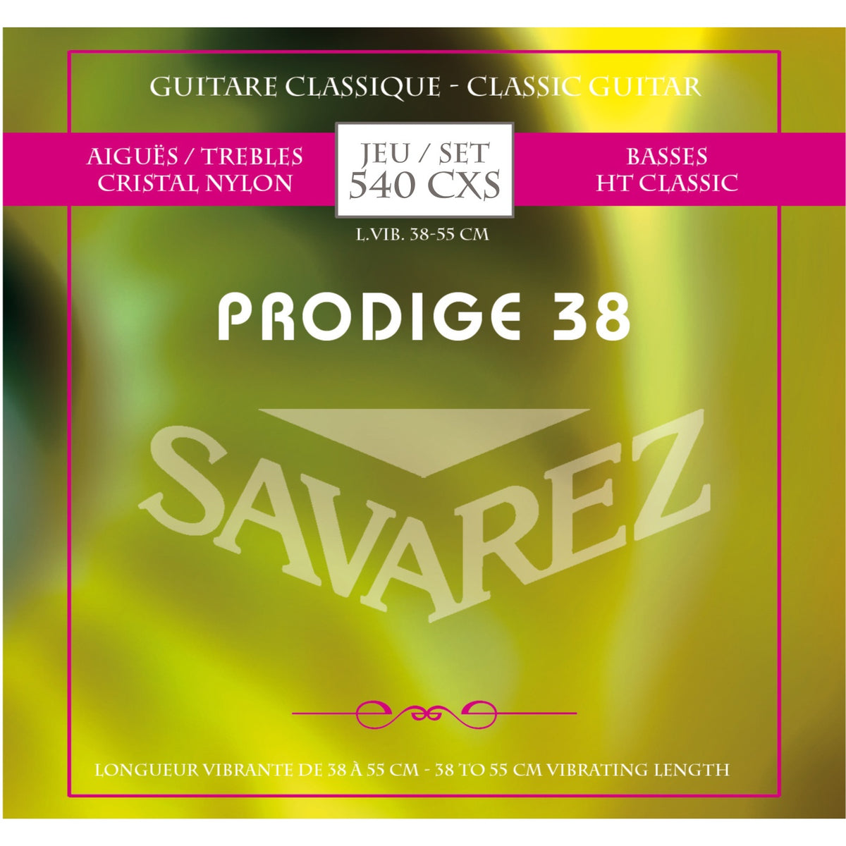 Dây Savarez 540CXS Prodige Nylon (dây rung 38-55 cm) – bao bì mặt trước bộ dây đàn guitar classic