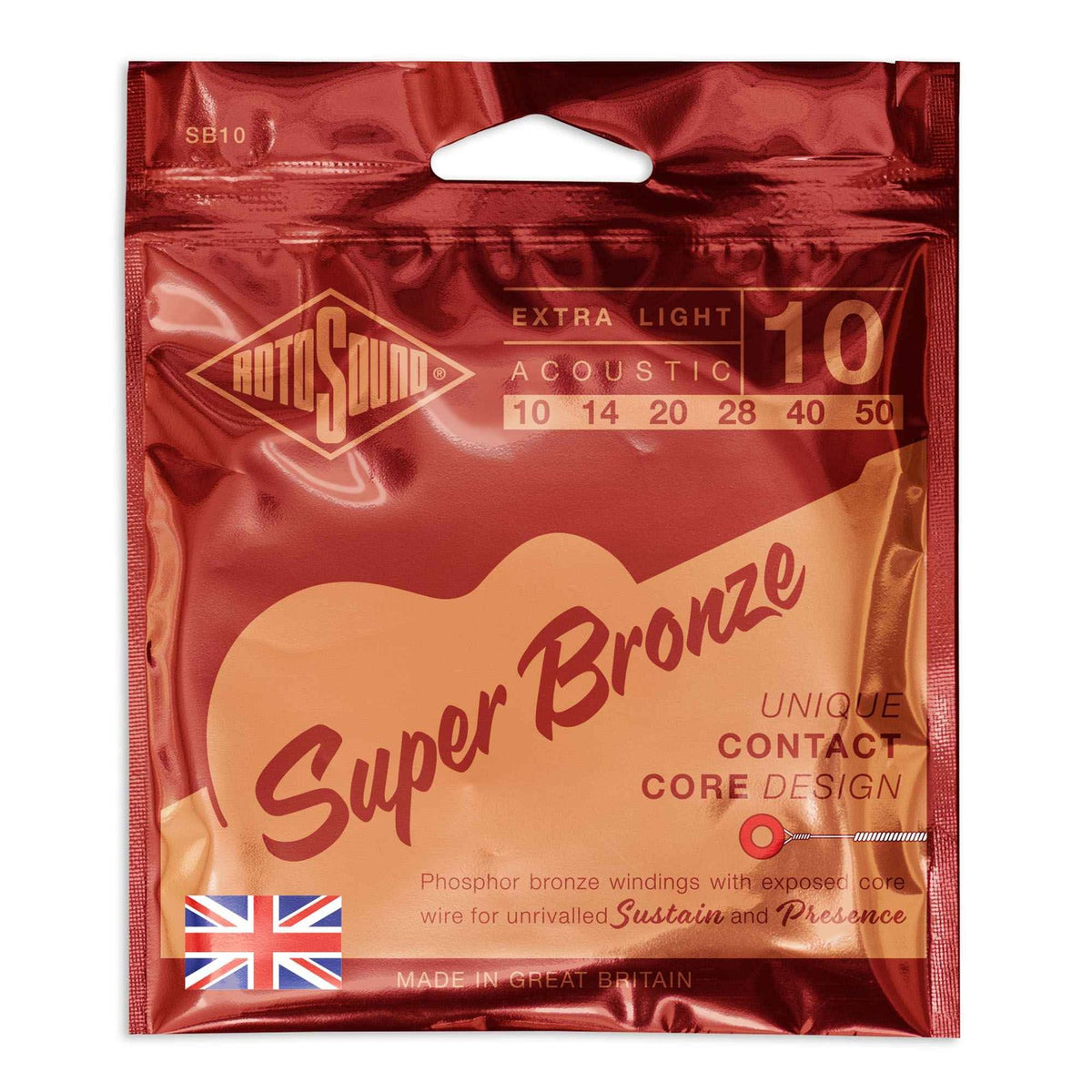 Dây Rotosound SB10 – bao bì mẫu mới (new look) in Made in Great Britain