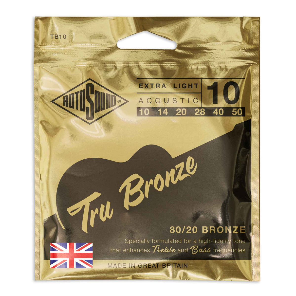 Dây Rotosound TB10 – bao bì mẫu mới (new look) in Made in Great Britain