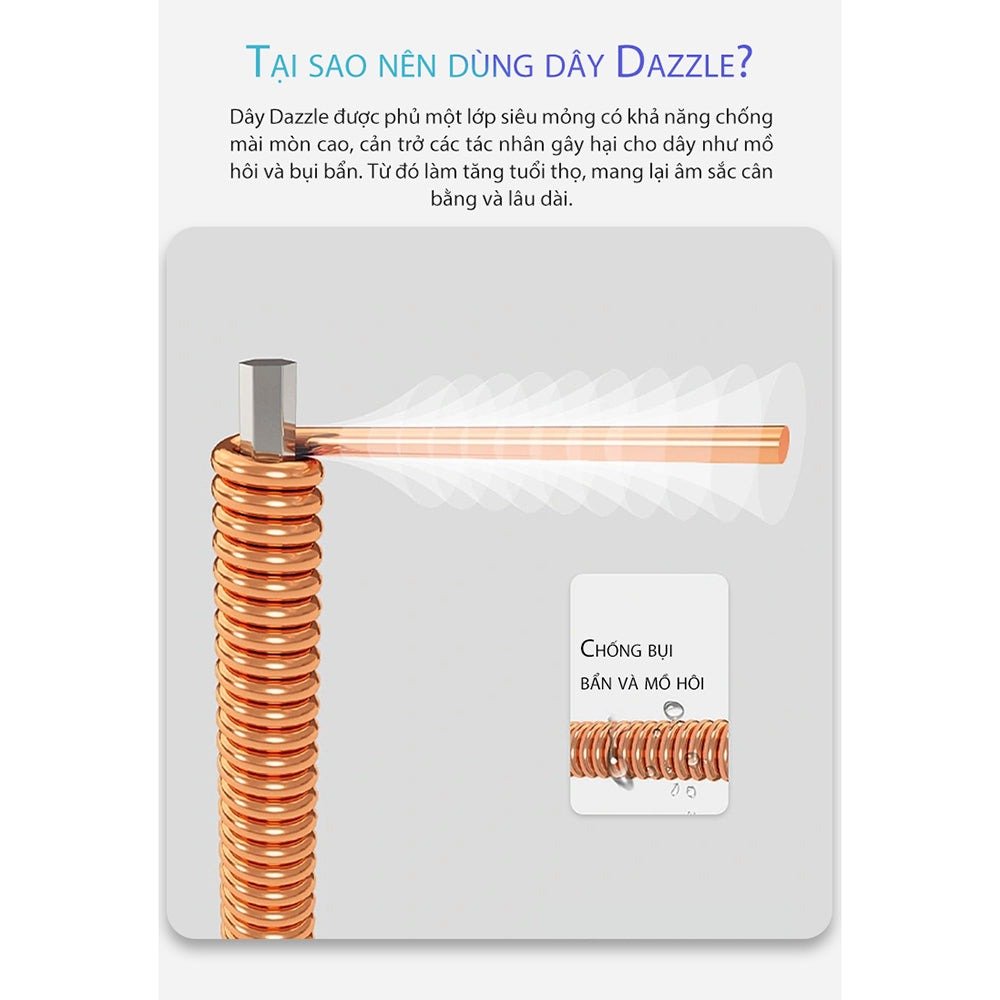 Vì sao nên dùng dây Dazzle – lớp phủ siêu mỏng chống bụi bẩn và mồ hôi