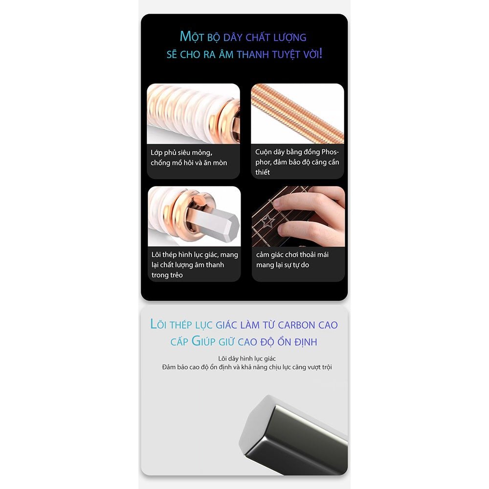 Dây Dazzle – lõi thép carbon cao hình lục giác giúp giữ cao độ ổn định