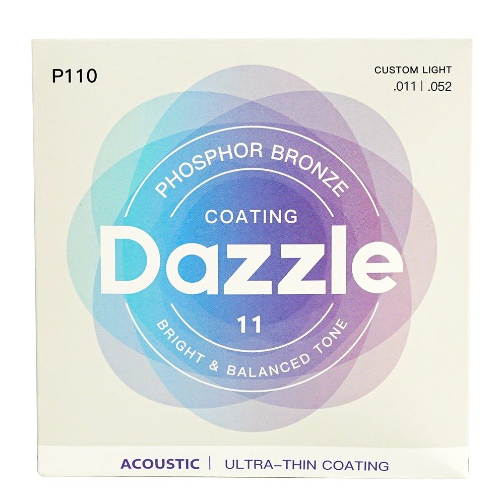 Dây Saga Dazzle P110 Phosphor Bronze Coating 11-52 Custom Light – bao bì mặt trước