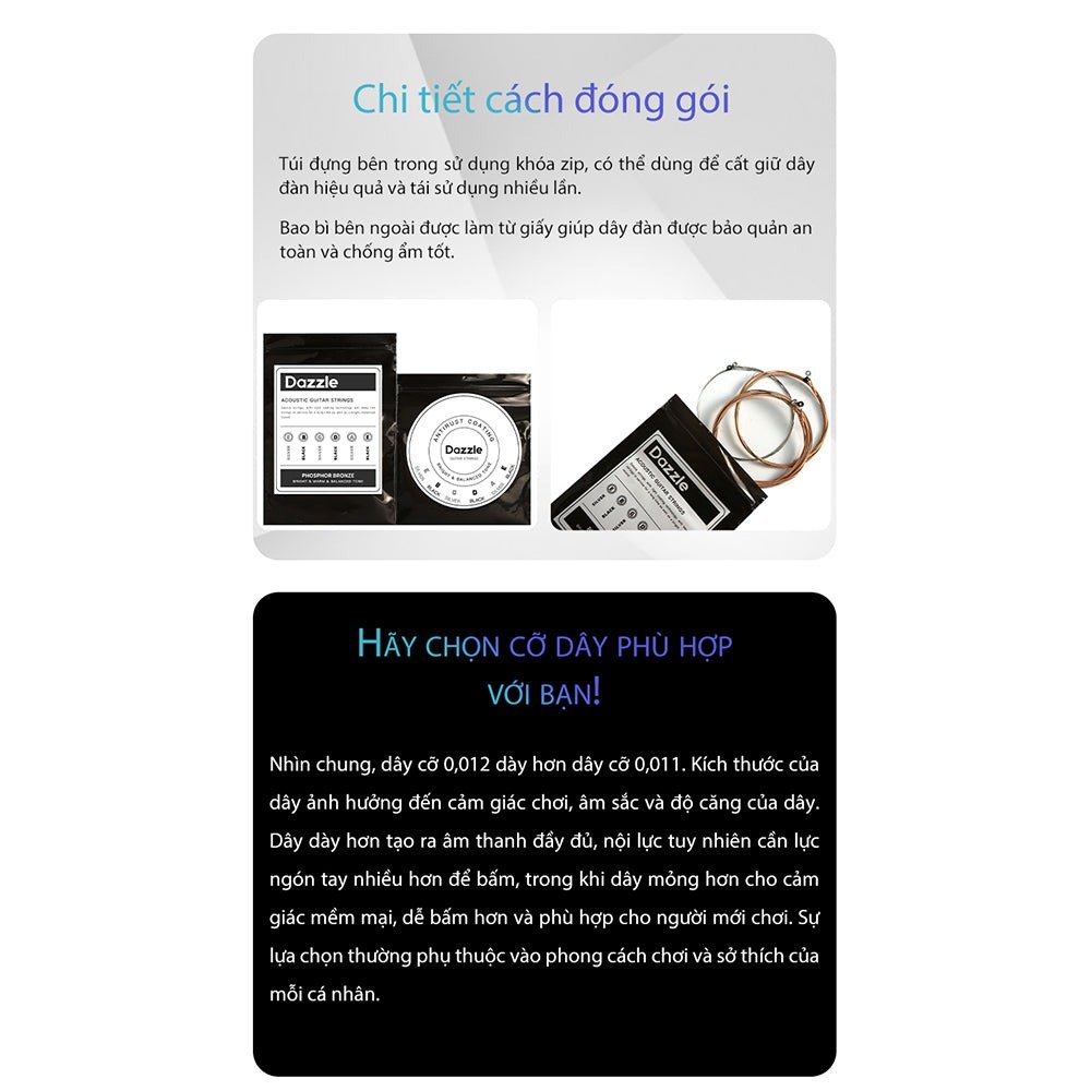 Chi tiết đóng gói dây Dazzle và cách chọn cỡ dây 11 hay 12