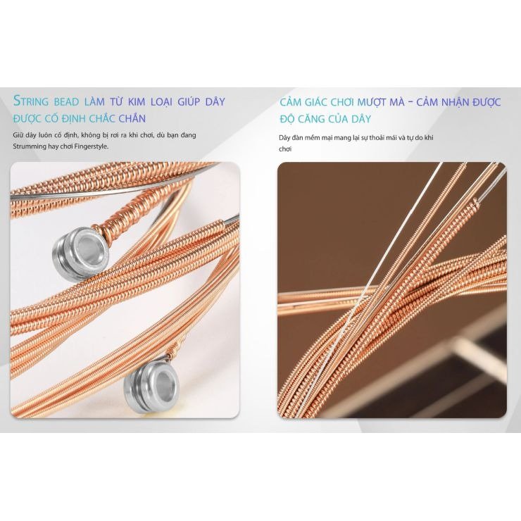 Dây Dazzle: khoen đầu dây kim loại, cảm giác chơi mượt