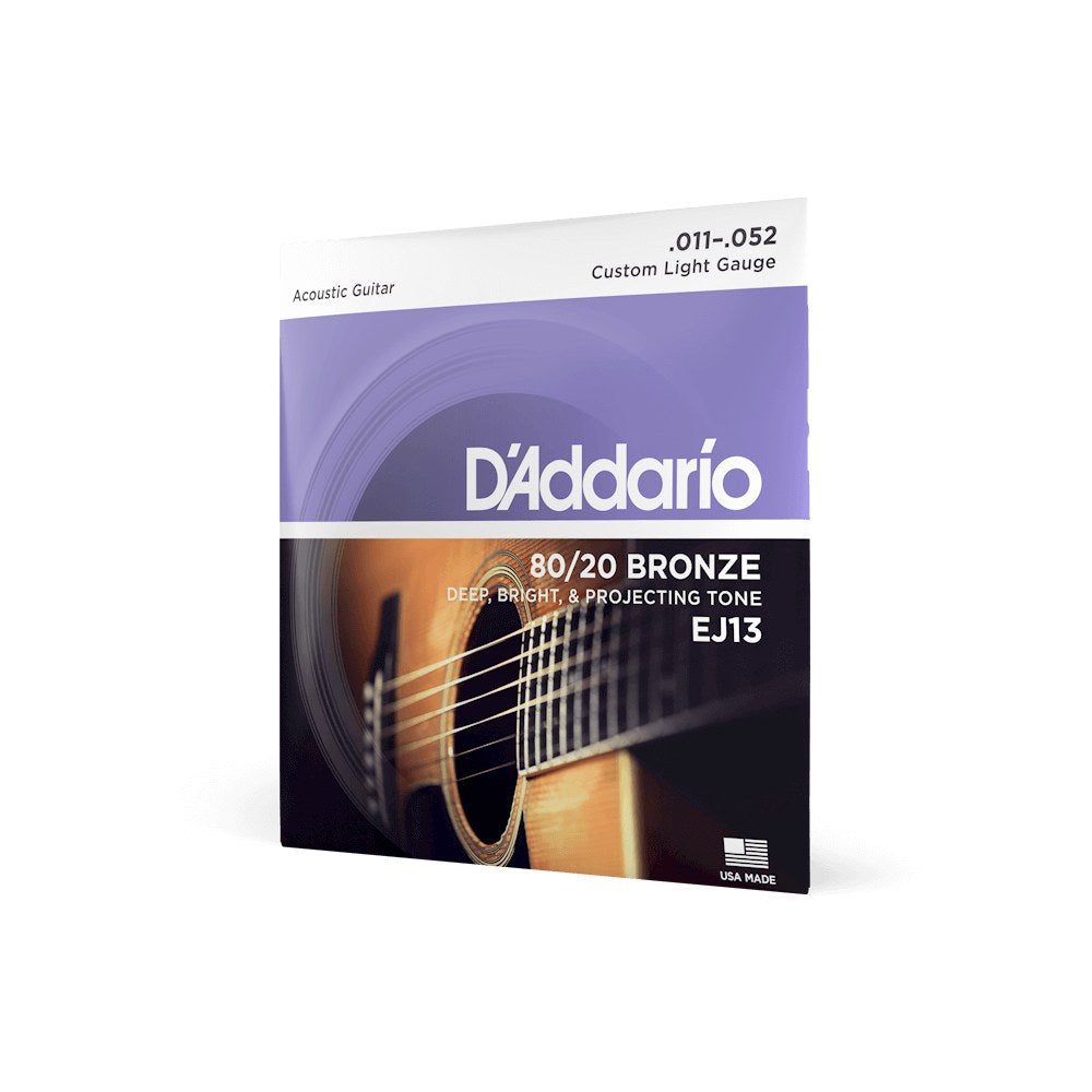 Dây D'Addario EJ13 80/20 Bronze 11-52 Custom Light – bao bì