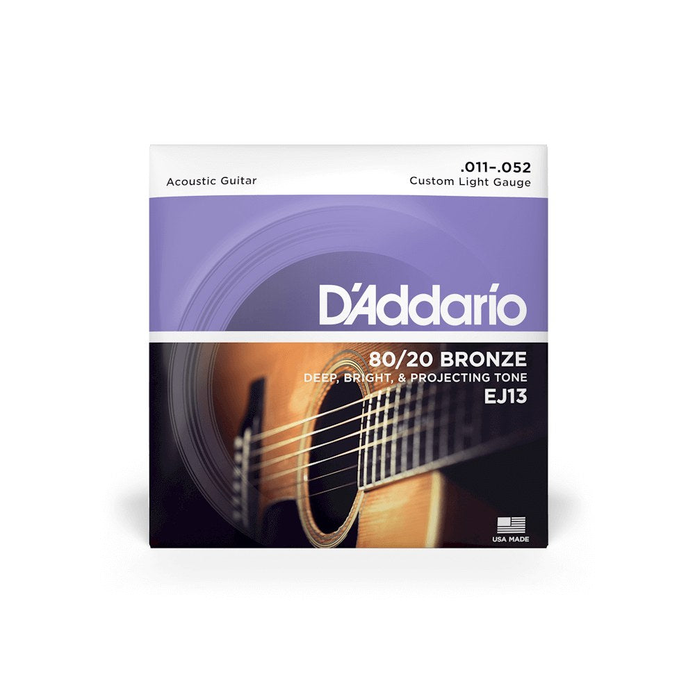 Bao bì dây D'Addario EJ13 cỡ 11-52 Custom Light – mặt trước