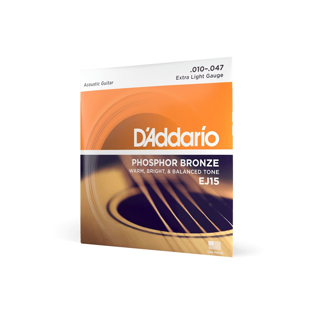 Dây D'Addario EJ15 Phosphor Bronze 10-47 Extra Light – bao bì