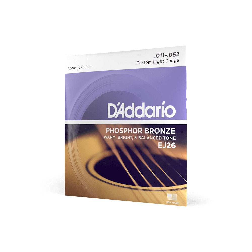 Dây D'Addario EJ26 Phosphor Bronze 11-52 Custom Light – bao bì