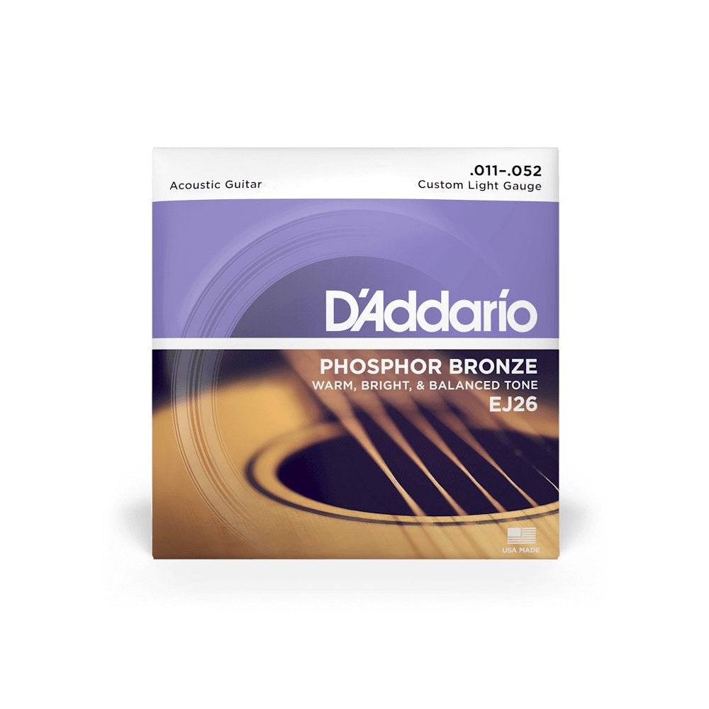 Bao bì dây D'Addario EJ26 cỡ 11-52 Custom Light – mặt trước