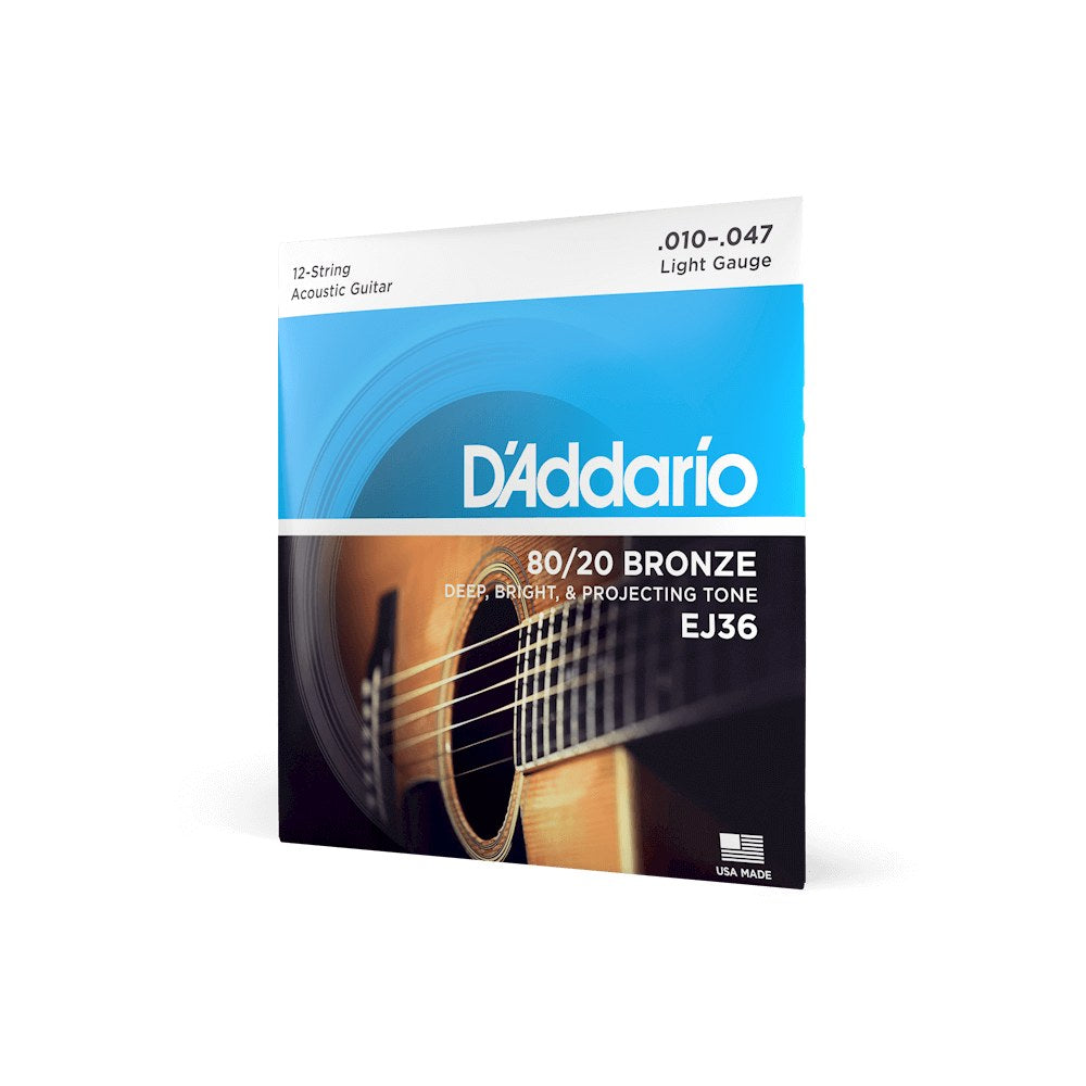 Dây D'Addario EJ36 80/20 Bronze 10-47 Light 12-String – bao bì