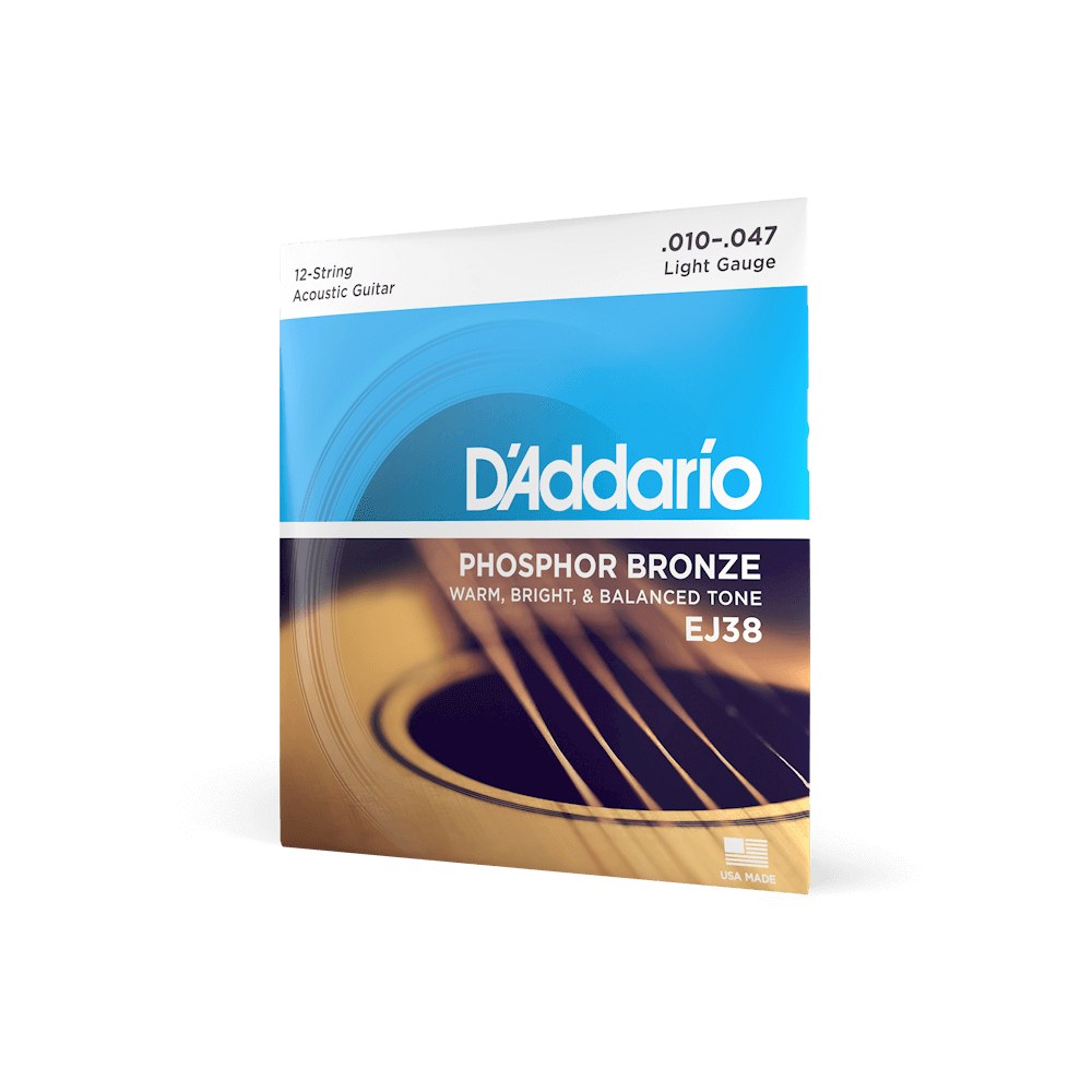 Dây D'Addario EJ38 Phosphor Bronze 10-47 Light 12-String – bao bì