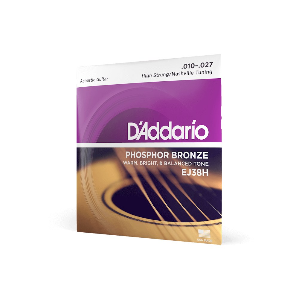 Dây D'Addario EJ38H Phosphor Bronze 10-27 High Strung/Nashville Tuning – bao bì