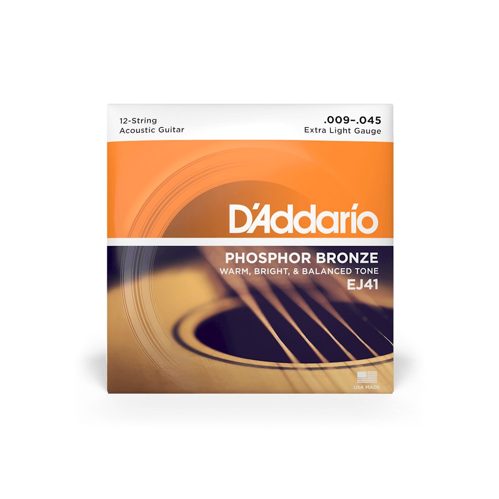 Bao bì dây D'Addario EJ41 cỡ 09-45 Extra Light 12-String – mặt trước