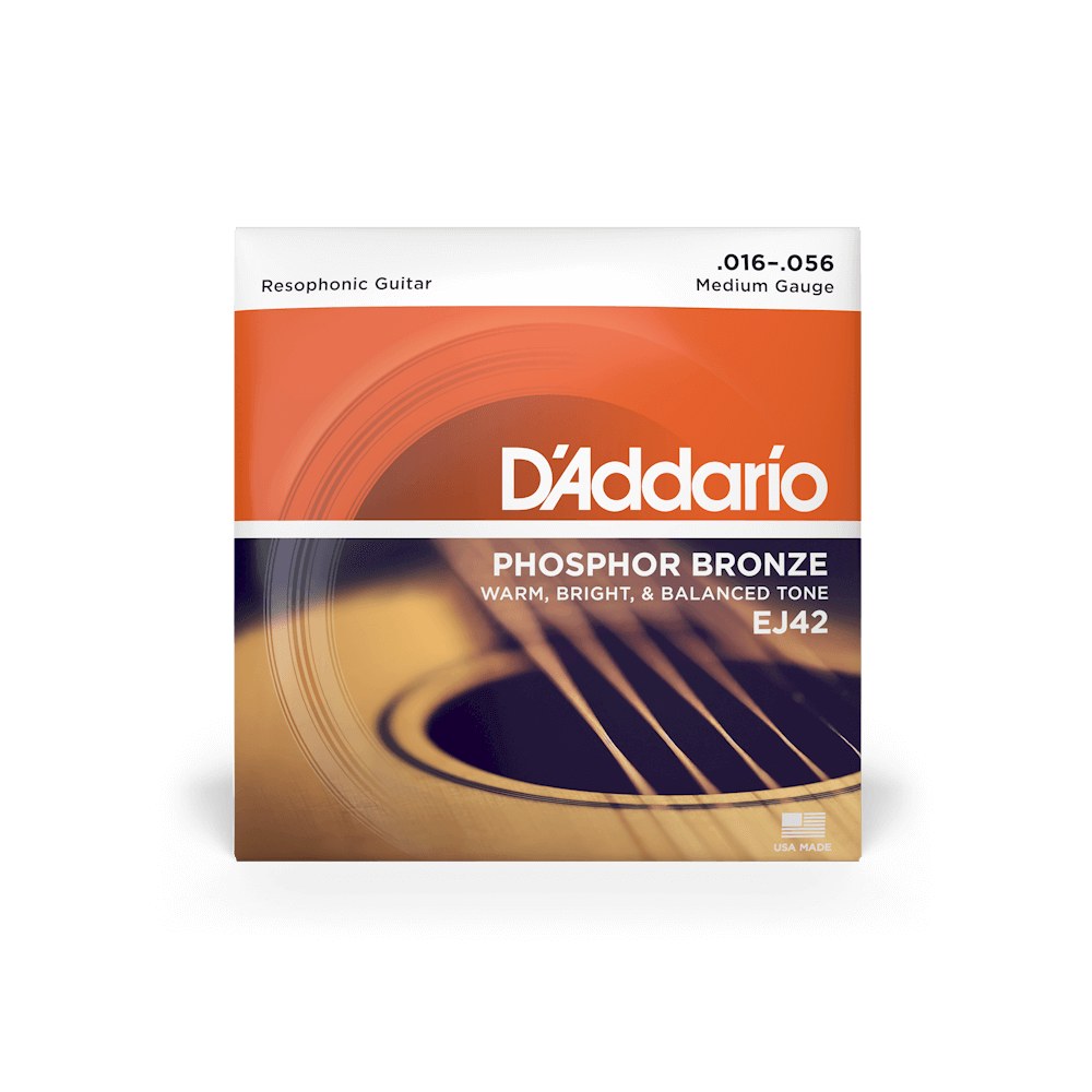 Bao bì dây D'Addario EJ42 cỡ 16-56 Medium Resophonic – mặt trước