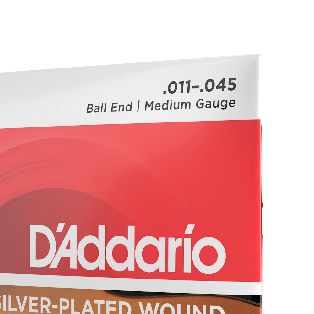 Cận cảnh bao bì dây D'Addario EJ83M 11-45 Medium Ball End