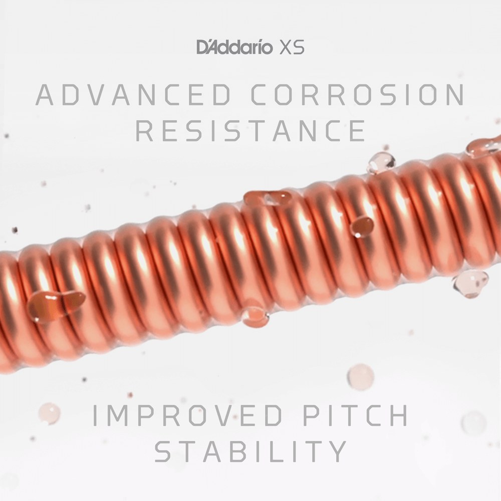 Lớp phủ D'Addario XS trên dây quấn Phosphor Bronze – chống ăn mòn, giữ tune ổn định