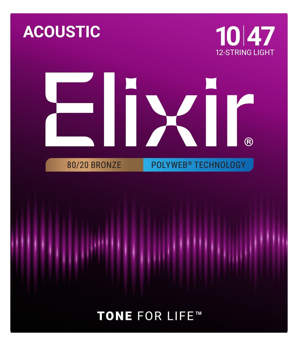 Dây Elixir 11150 80/20 Bronze Polyweb 10-47 12 dây Light – bao bì mặt trước