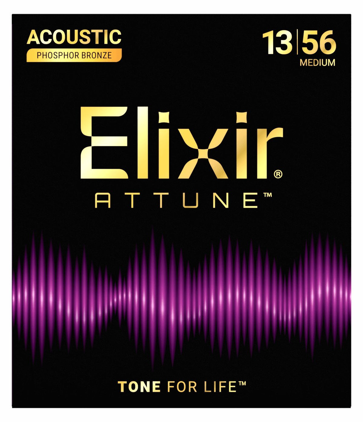 Dây Elixir Attune 21102 Phosphor Bronze 13-56 Medium – bao bì mặt trước