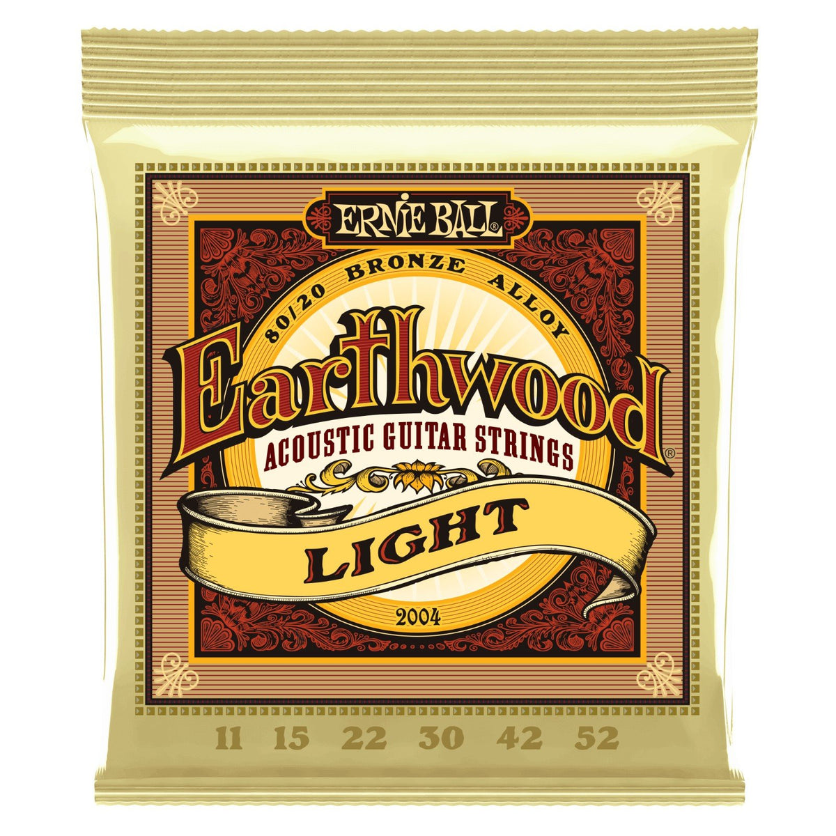 Dây Ernie Ball 2004 Earthwood 80/20 Bronze 11-52 Light – bao bì mặt trước