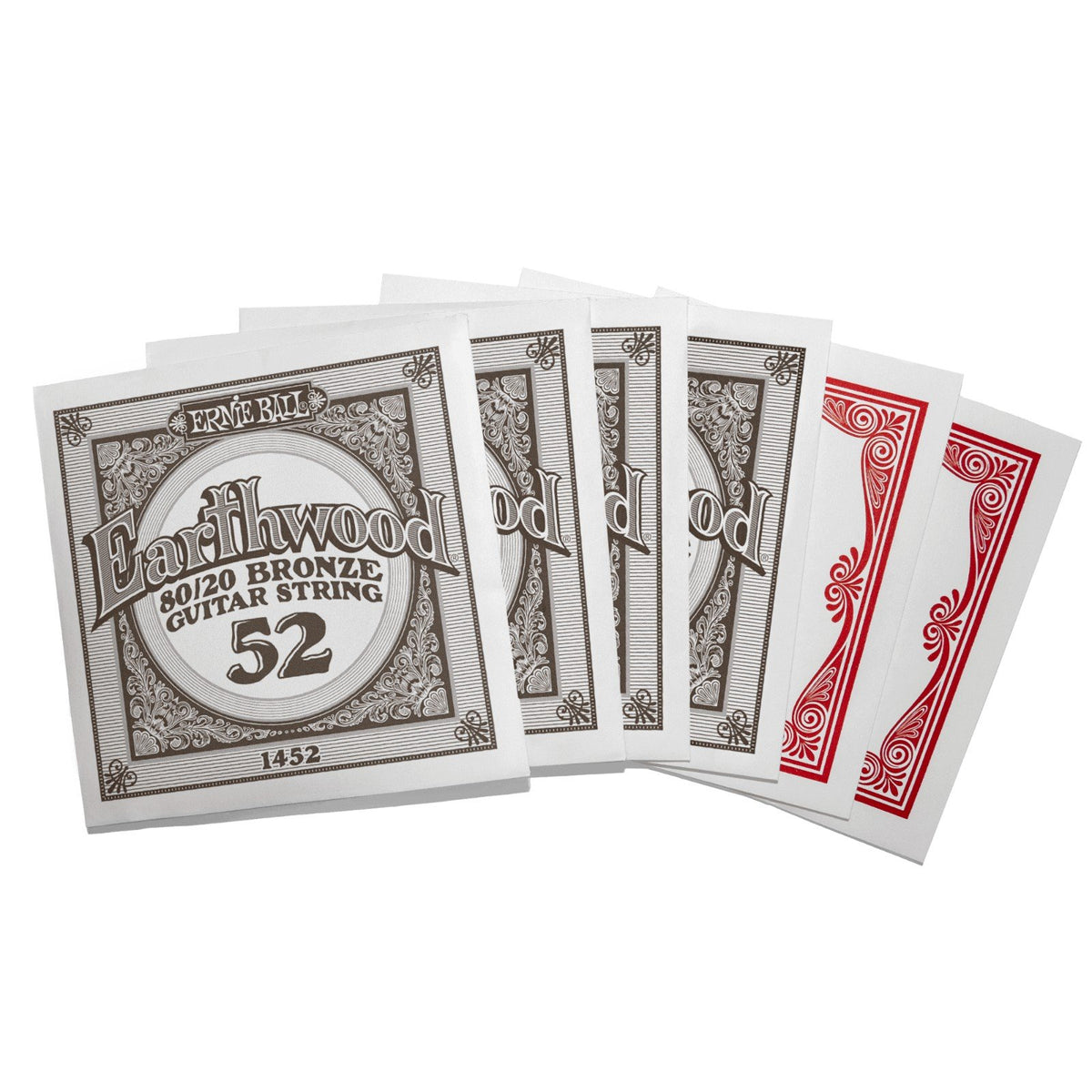 Bộ dây Ernie Ball 2004 Earthwood 80/20 Bronze – từng dây đóng trong phong bì riêng có in cỡ dây