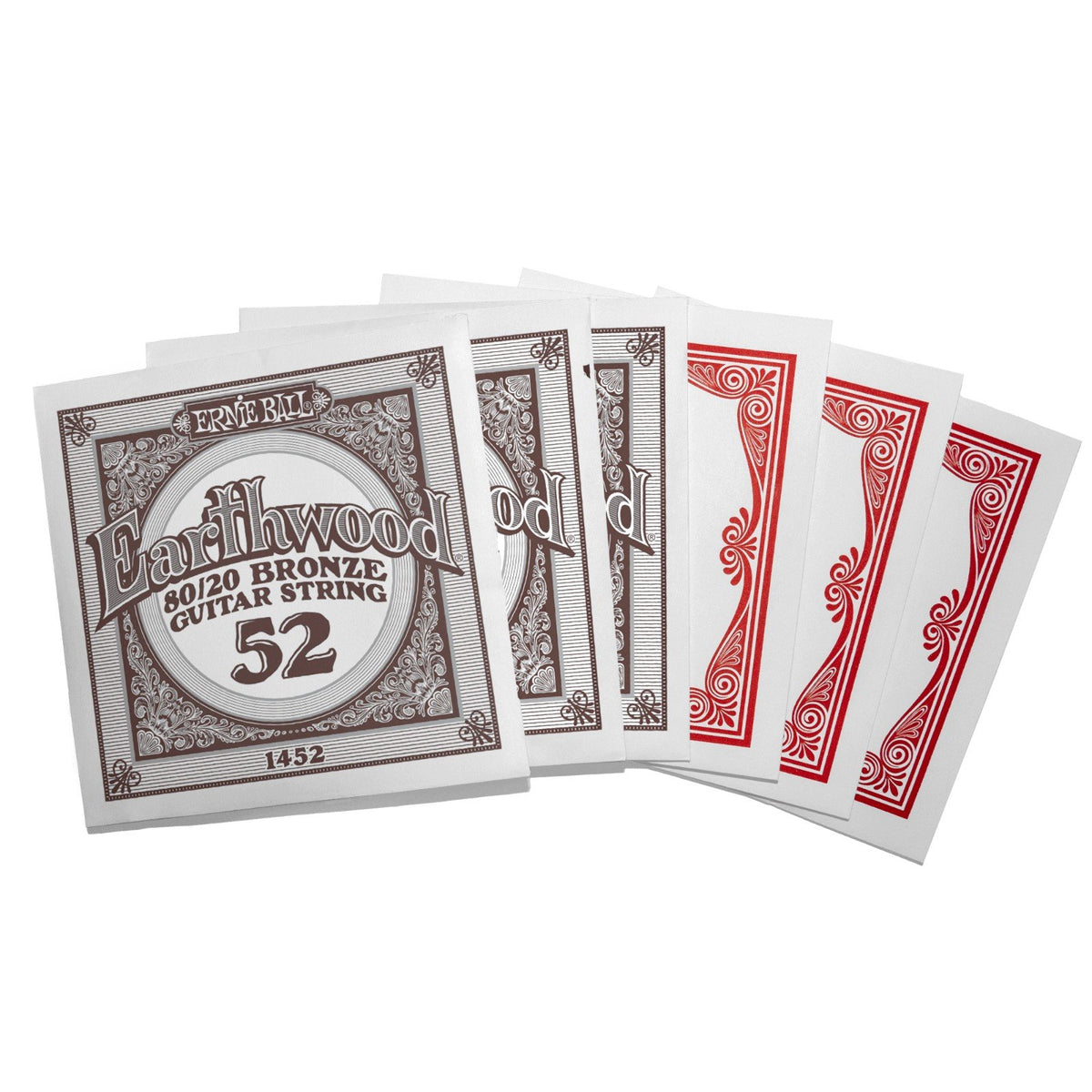 Bộ dây Ernie Ball 2008 Earthwood 80/20 Bronze – từng dây đóng trong phong bì riêng có in cỡ dây