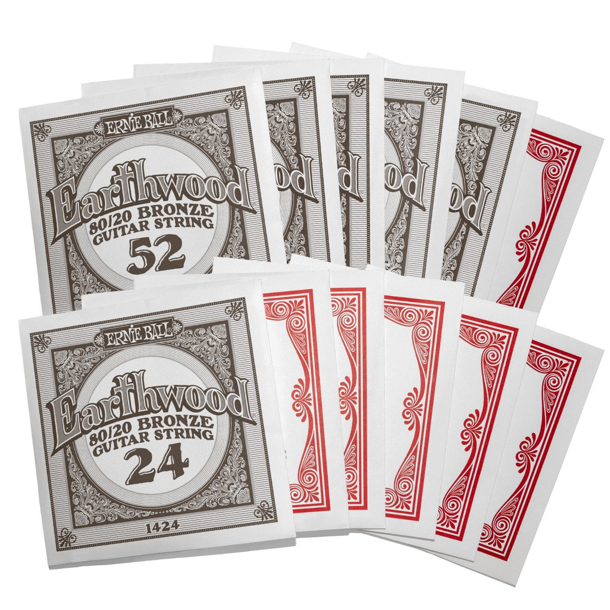 Bộ dây Ernie Ball 2012 Earthwood 80/20 Bronze – từng dây đóng trong phong bì riêng có in cỡ dây