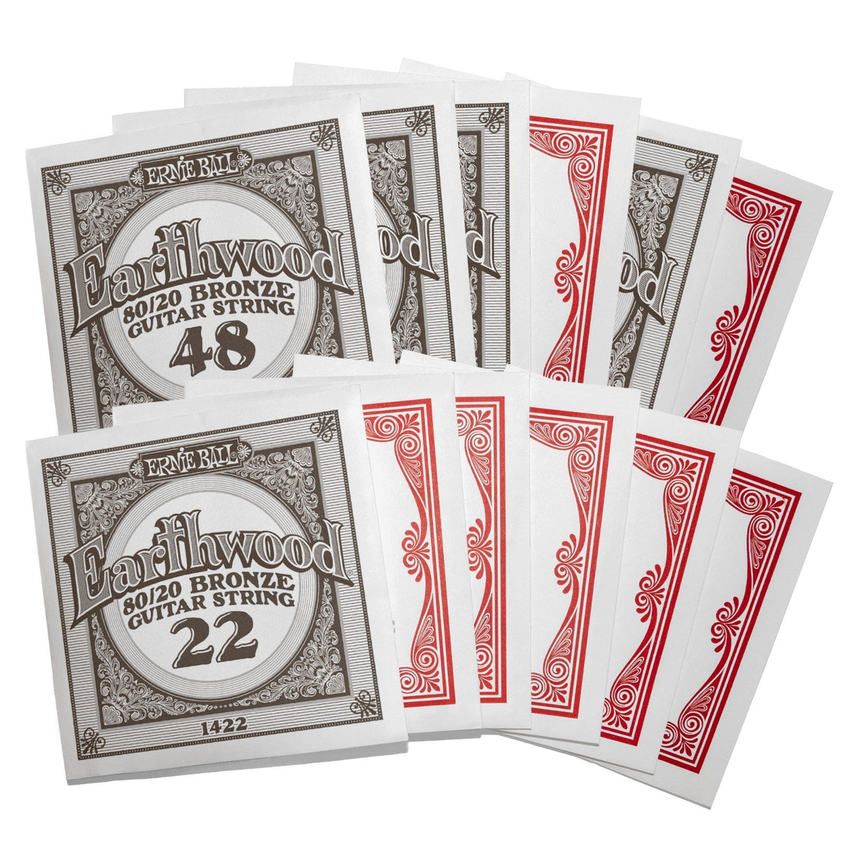 Bộ dây Ernie Ball 2013 Earthwood 80/20 Bronze – từng dây đóng trong phong bì riêng có in cỡ dây