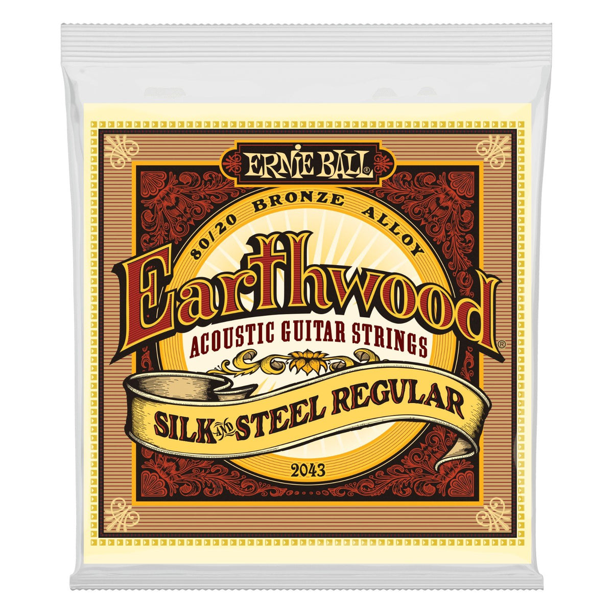 Dây Ernie Ball 2043 Earthwood Silk & Steel 13-56 Regular – bao bì mặt trước