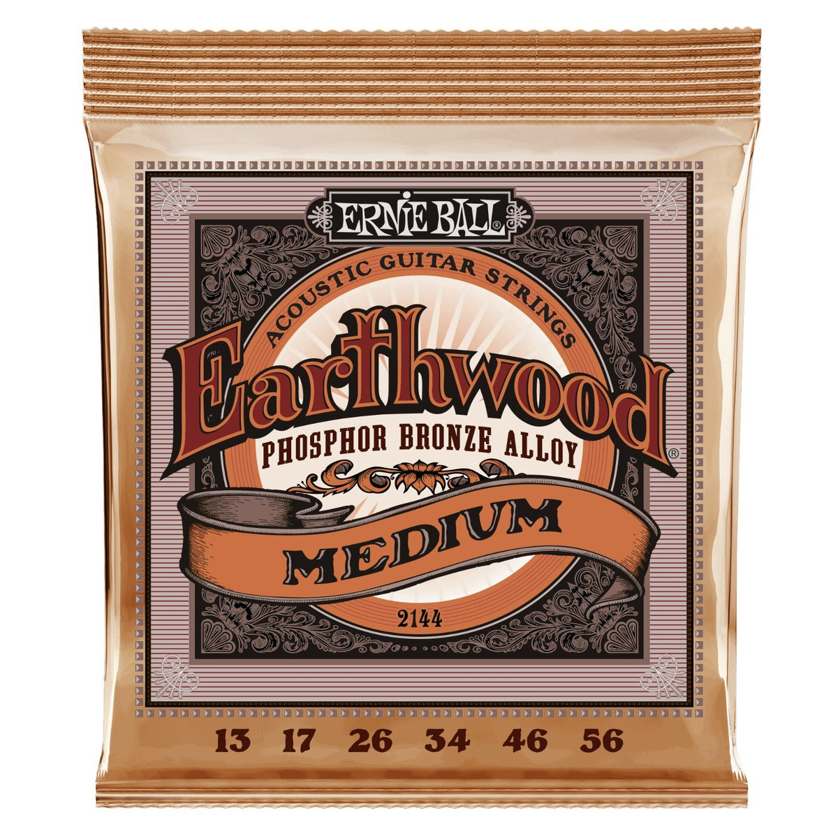 Dây Ernie Ball 2144 Earthwood Phosphor Bronze 13-56 Medium – bao bì mặt trước