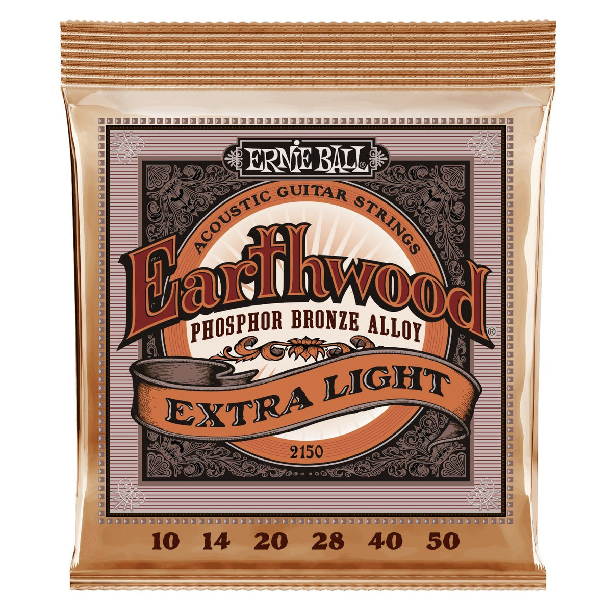 Dây Ernie Ball 2150 Earthwood Phosphor Bronze 10-50 Extra Light – bao bì mặt trước