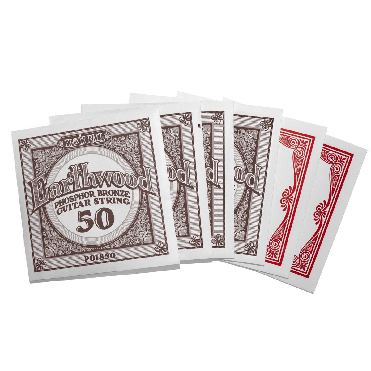 Bộ dây Ernie Ball 2150 Earthwood Phosphor Bronze – từng dây đóng trong phong bì riêng có in cỡ dây