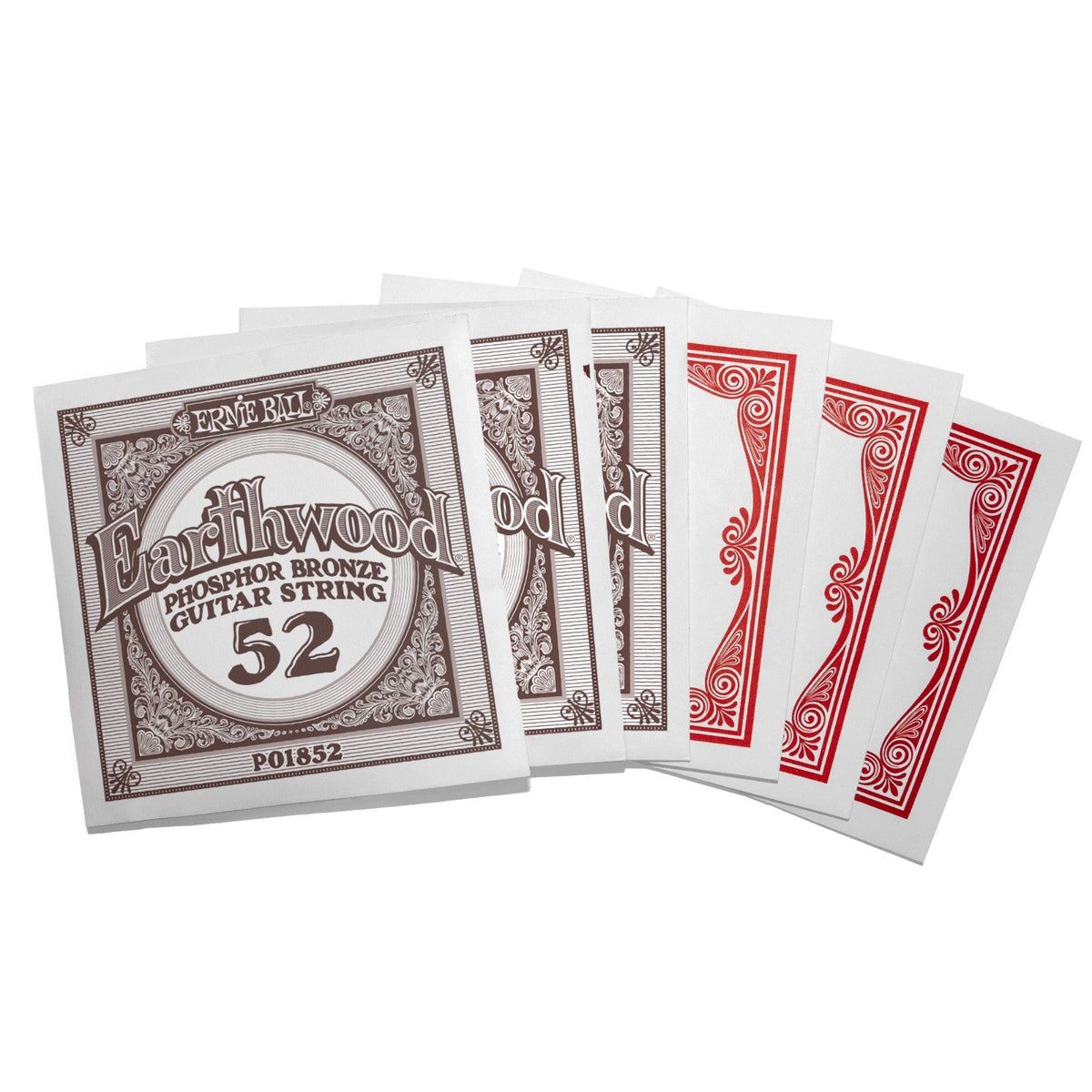 Bộ dây Ernie Ball 2151 Earthwood Phosphor Bronze – từng dây đóng trong phong bì riêng có in cỡ dây